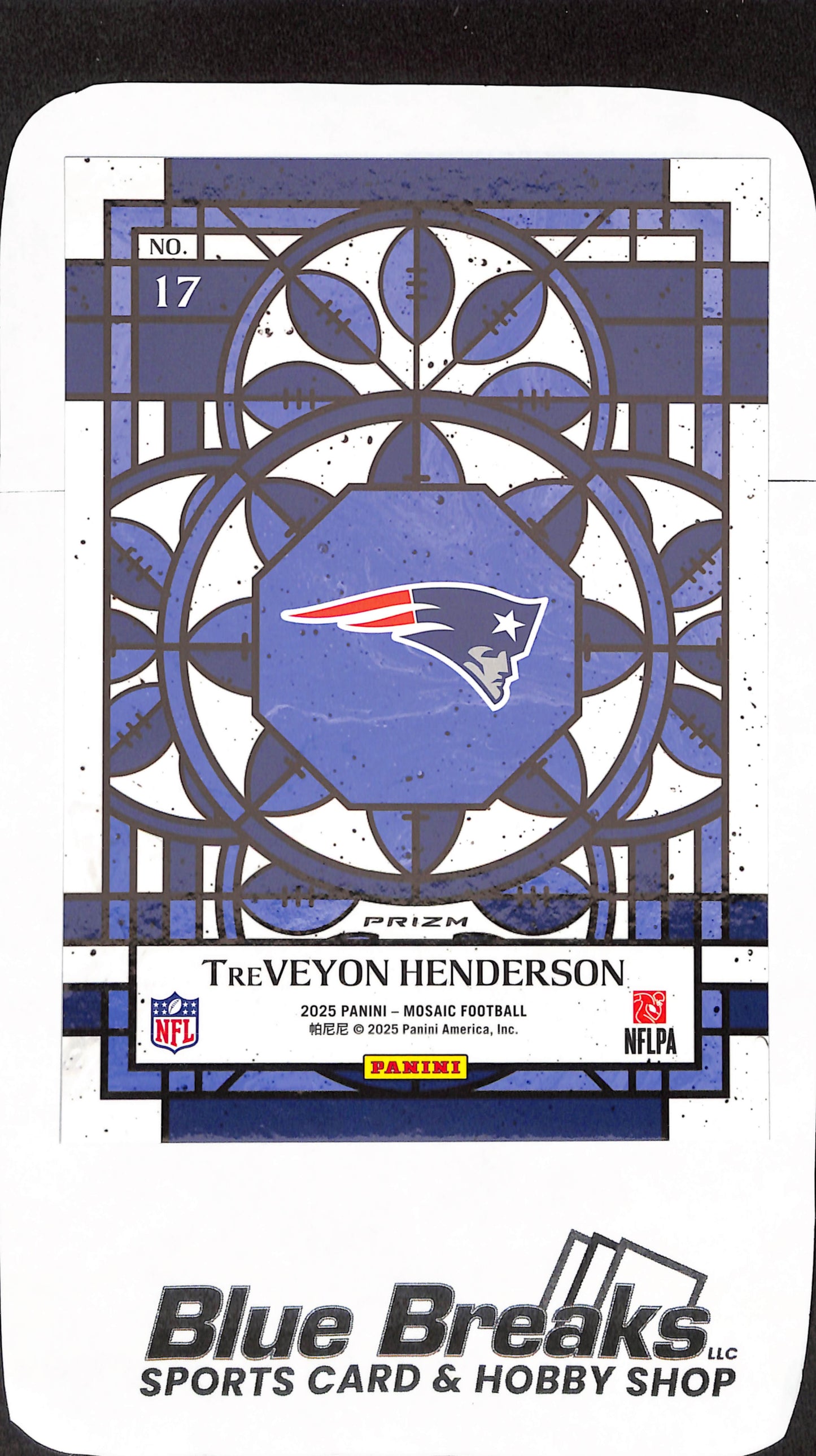 2025 Panini Mosaic - TreVeyon Henderson - RC - Oversized Stained Glass - New England Patriots - Football - #17
