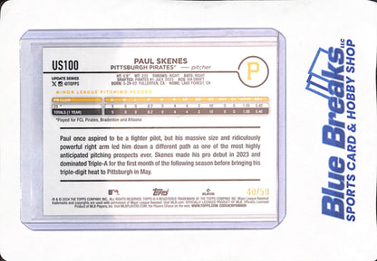 2024 Topps Update - Paul Skenes - Pittsburgh Pirates - Baseball - Mother's Day Pink - 40/50 - #US100
