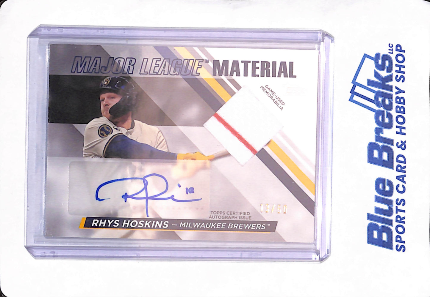 2024 Topps Rhys Hoskins - Milwaukee Brewers - Baseball - Auto - Relic - 13/50 - #MLMAU-RH