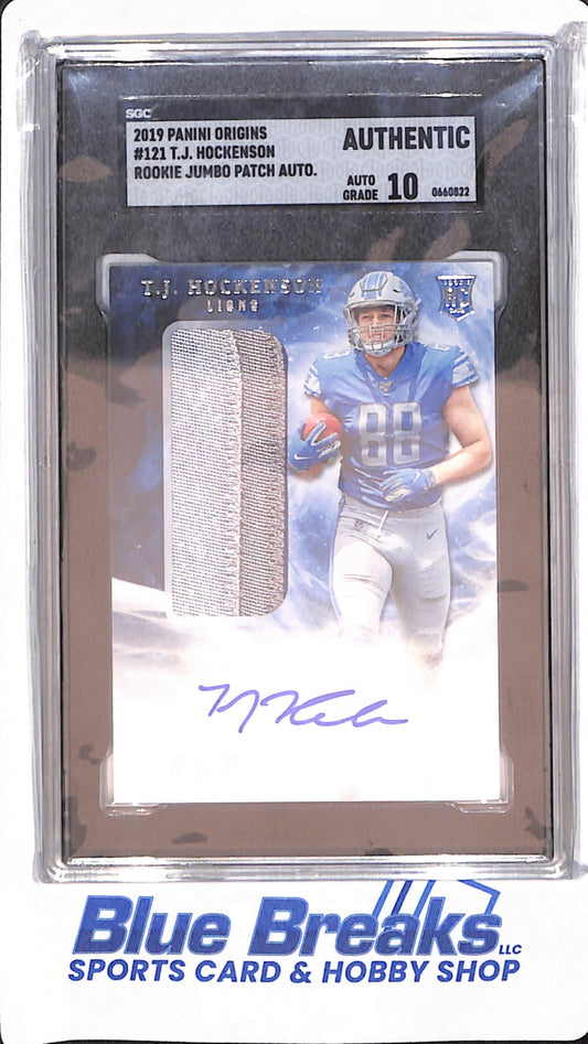 2019 Panini Origins - T.J. Hockenson - Detroit Lions - Football - Autograph - Jumbo Patch - Rookie - SGA Authentic Auto Grade 10 - #121