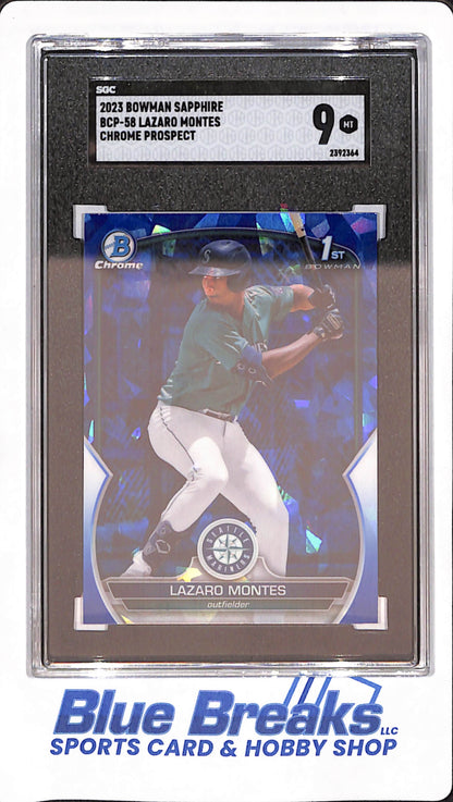 2023 Bowman Sapphire - Lazaro Montes - Seattle Mariners - Baseball - Bowman 1st - Chrome - Prospect - SGC 9 - #BCP-58