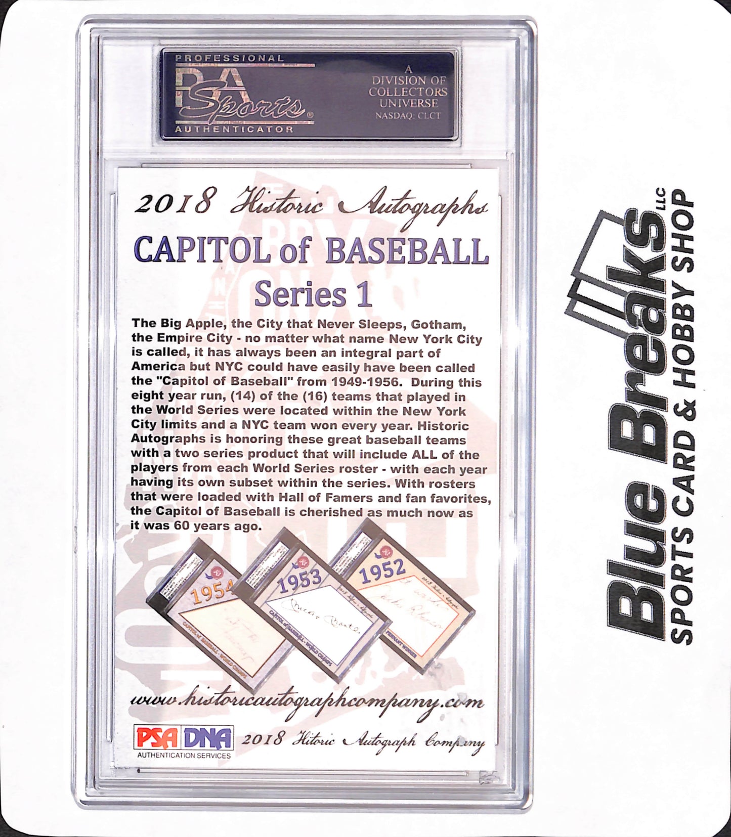 2018 Historic Autos - Allie Reynolds - Baseball - Capital of Baseball Series 1 - 8/35 - PSA/DNA Authentic Auto