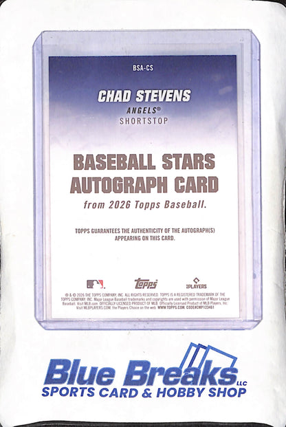 2026 Topps Series One - Chad Stevens - Baseball Stars Autograph - RC - Los Angeles Angels - Baseball - #BSA-CS
