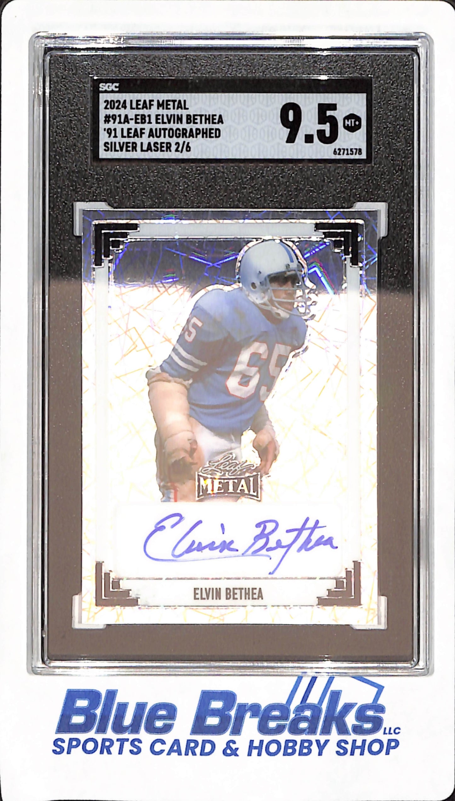 2024 Leaf Metal - Elvin Bethea - Houston Oilers -  Football - Autograph - Silver Laser - 2/6 - SGC 9.5 - #91A-EB1
