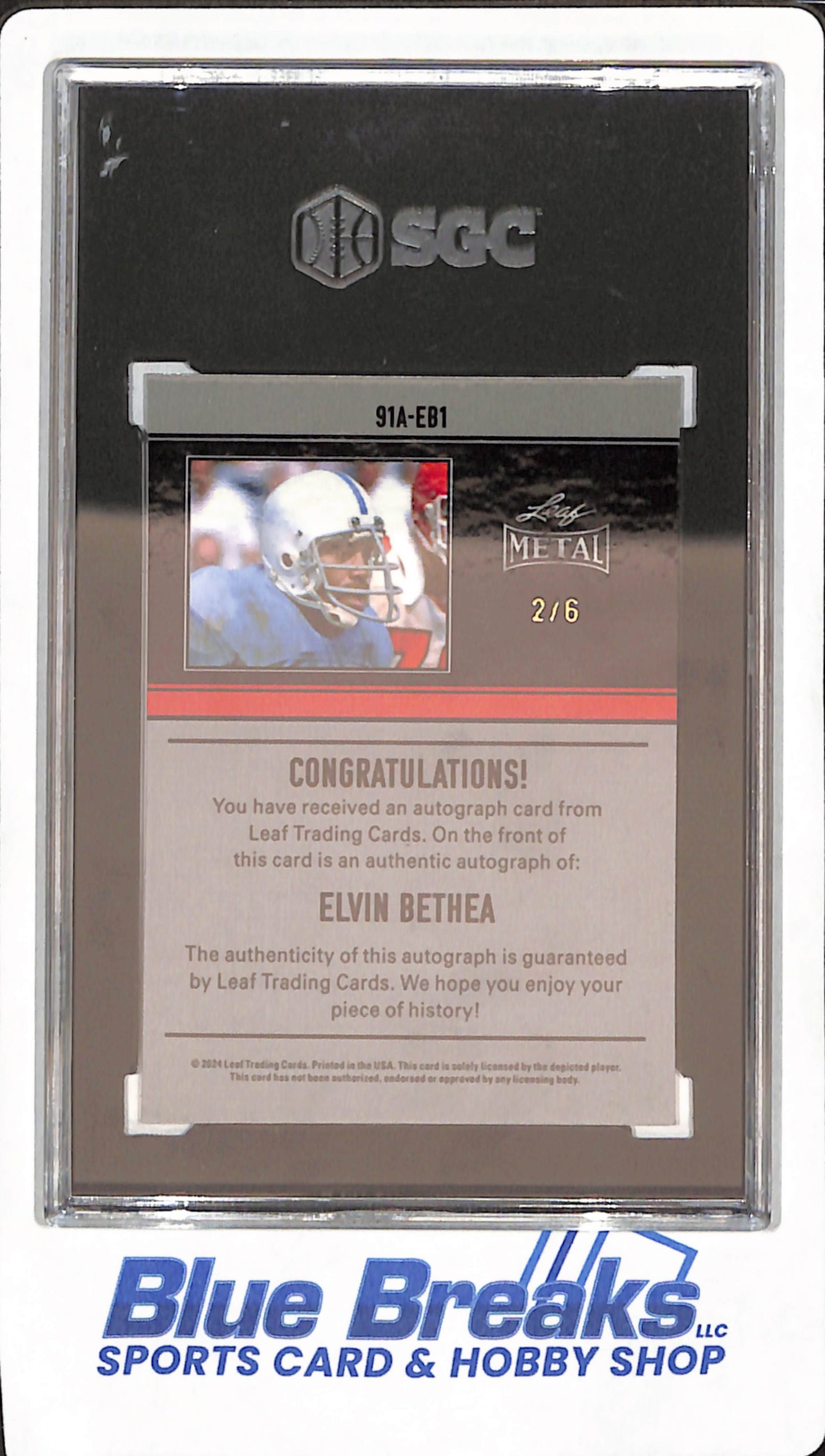 2024 Leaf Metal - Elvin Bethea - Houston Oilers -  Football - Autograph - Silver Laser - 2/6 - SGC 9.5 - #91A-EB1