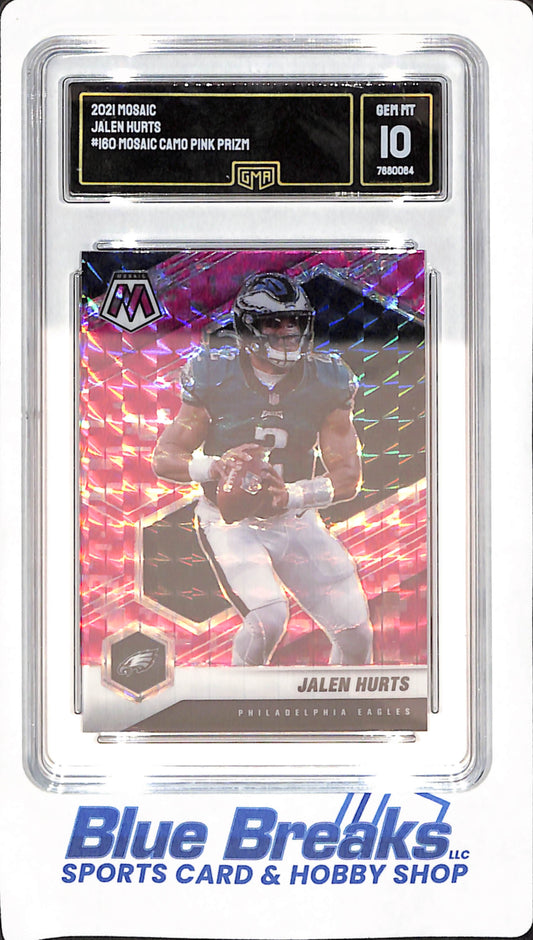 2021 Mosaic - Jalen Hurts - Philadelphia Eagles - Football - GMA GEM MT 10 - Pink Prizm - #160