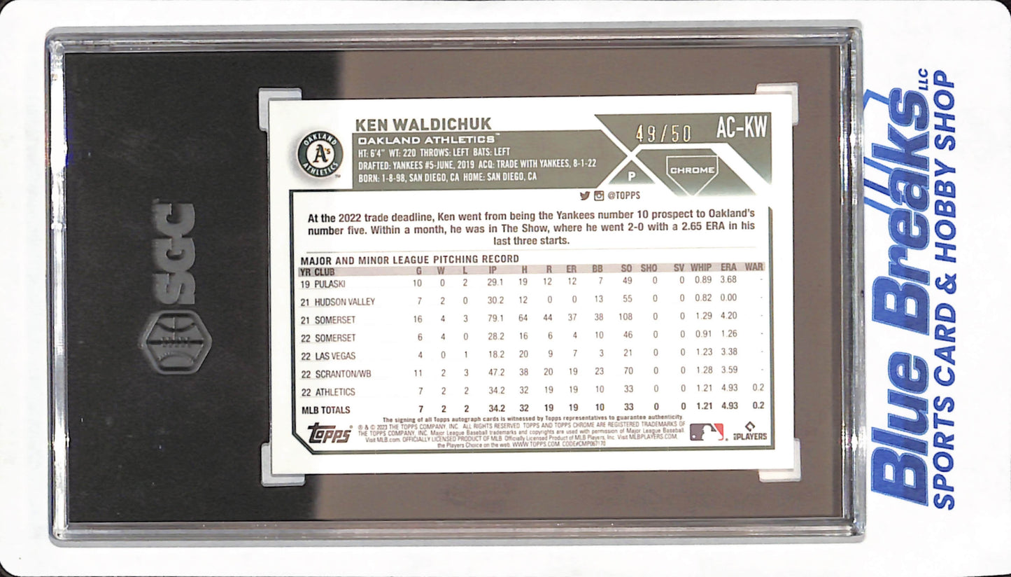2023 Topps Chrome Update - Ken Waldichuck - Oakland Athletics - Baseball - Autograph - RC - Gold Refractor - 49/50 - SGC 10/ Auto 10 - #AC-KW