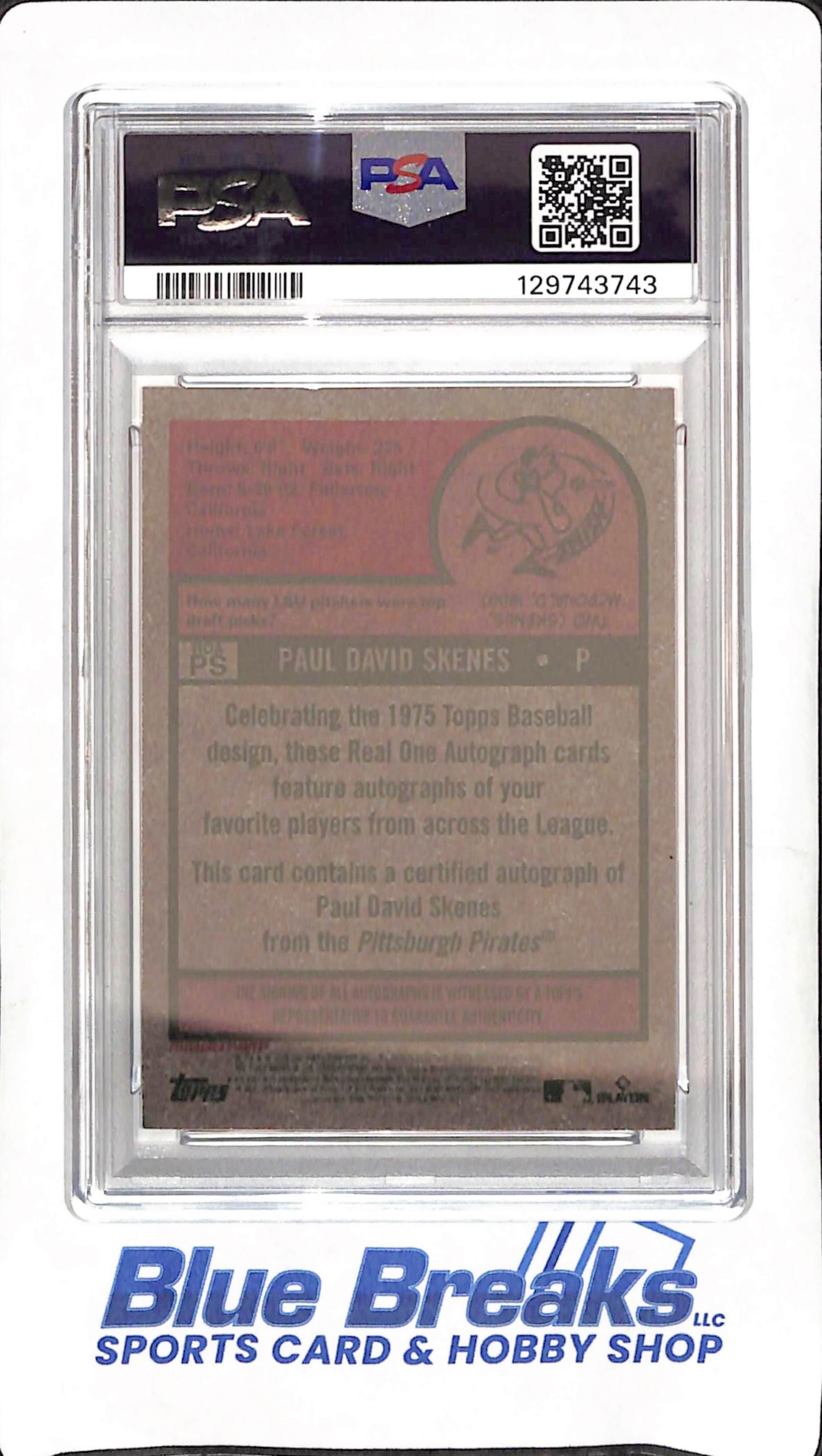 2024 Topps Heritage - Paul Skenes - Real One Autograph - RC - PSA 10 - Pittsburgh Pirates - Baseball - #ROAPS