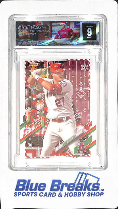 2021 Topps Holiday - Mike Trout - Los Angeles Angels - Baseball - Pure Graded X Mint 9 - #HW27