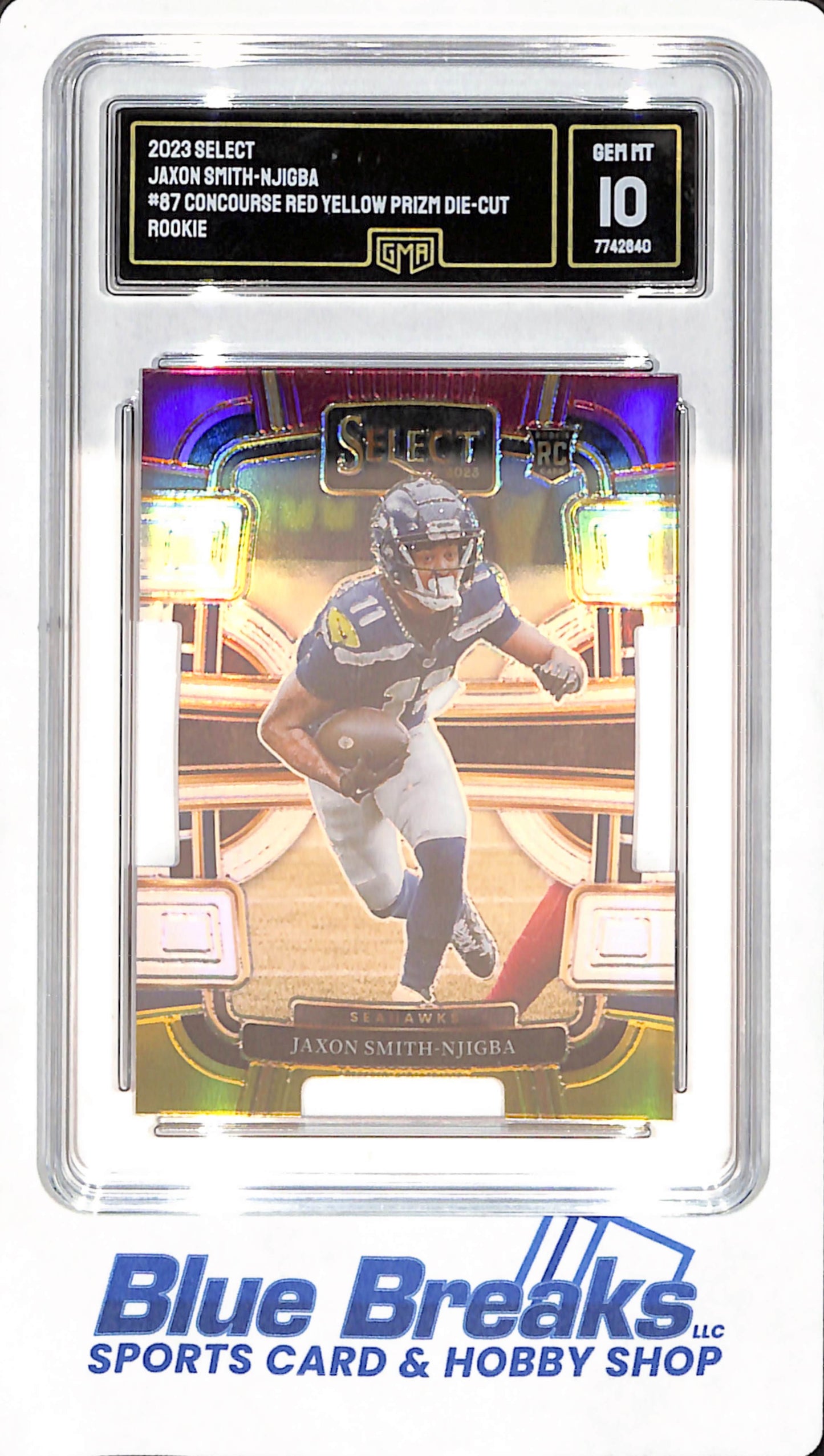 2023 Select - Jaxon Smith-Njigba - Seattle Seahawks - Football - Concourse - Red Yellow Prizm - Die-Cut - GMA GEM MT 10 - RC #87