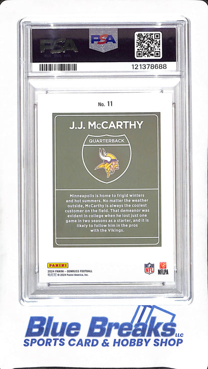 2024 Panini Donruss - JJ McCarthy - Downtown - RC - PSA 8 - Minnesota Vikings - Football - #11
