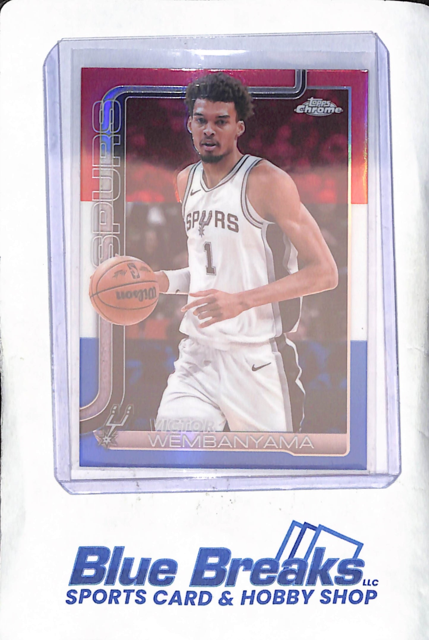 2025 Topps Chrome - Victor Wembanyama - Red white blue - San Antonio Spurs - Basketball - #221