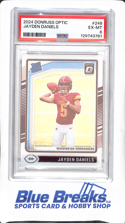 2024 Panini Donruss Optic - Jayden Daniels - Rated Rookie - PSA 6 - Washington Commanders - Football - #248