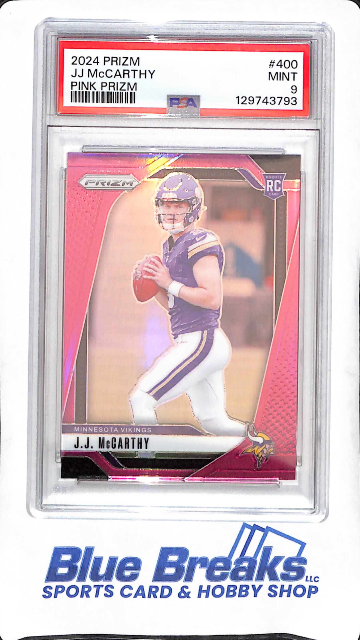2024 Panini Prizm - JJ McCarthy - Pink Prizm - RC - PSA 9 - Minnesota Vikings - Football - #400