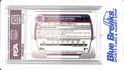 2023 Bowman - Justin Crawford - Baseball - Philadelphia Phillies - # BCP3 - Chrome Prospects - PSA 10