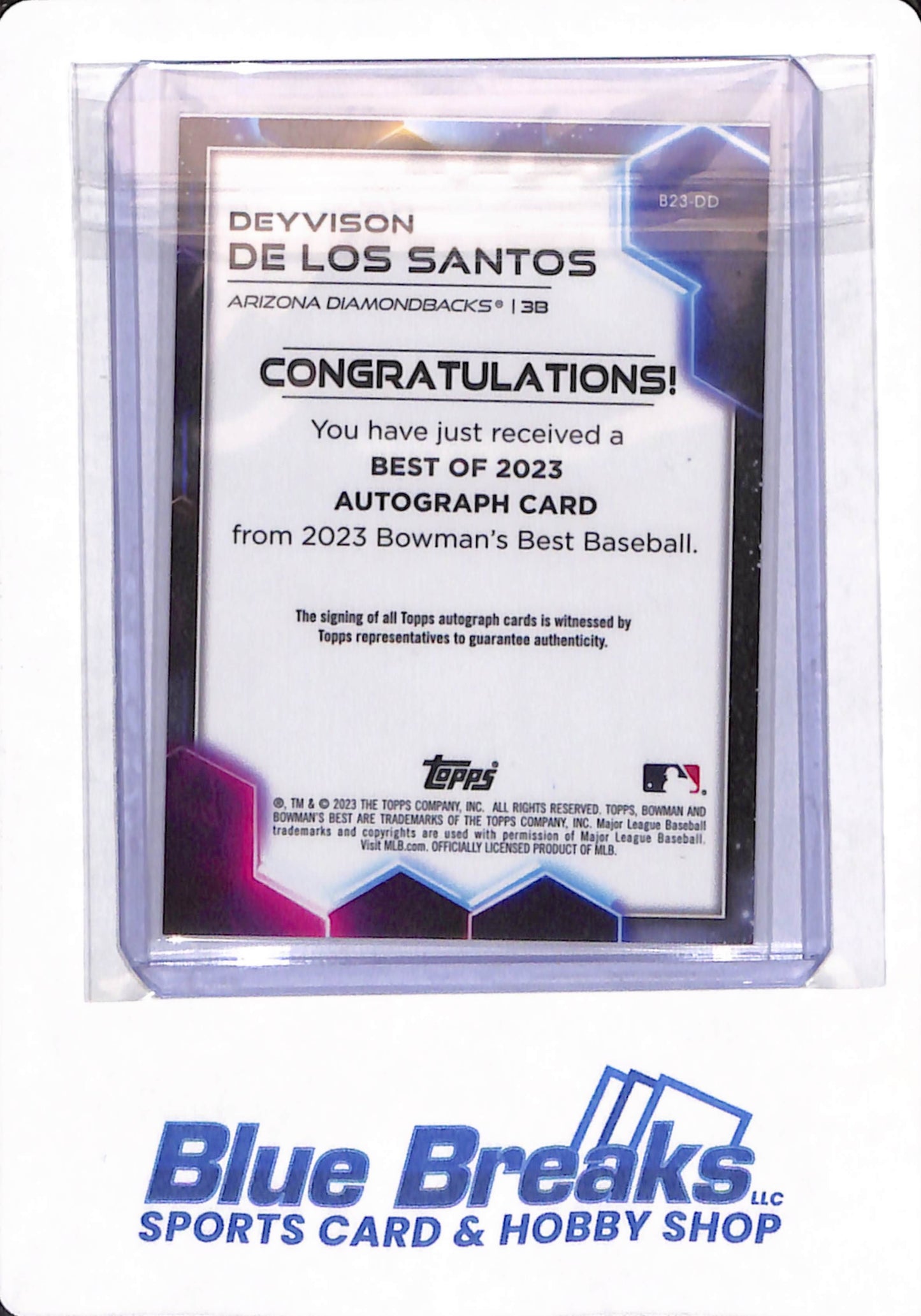 2023 Topps Bowman's Best - Deyvison De Los Santos - # B23-DD - Arizona Diamondbacks - Baseball - Autographed