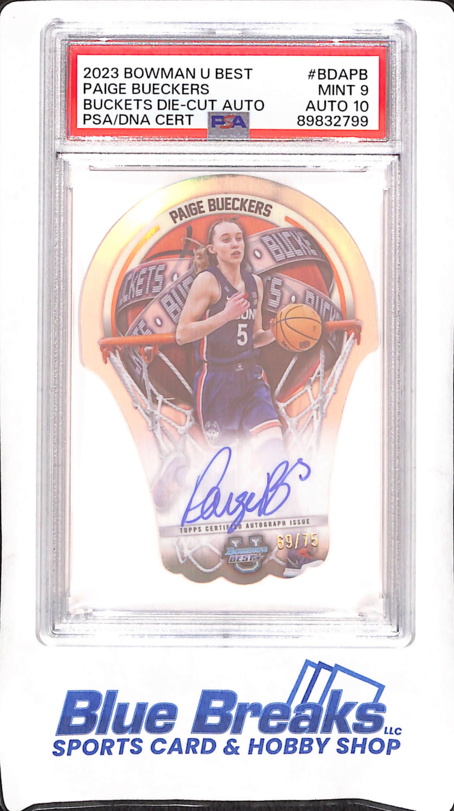 2023 Bowman U Best - Paige Bueckers - Buckets Die-Cut - Autograph - 69/75 - PSA 9/Auto 10 -  University of Connecticut - Basketball - #BDA-PB
