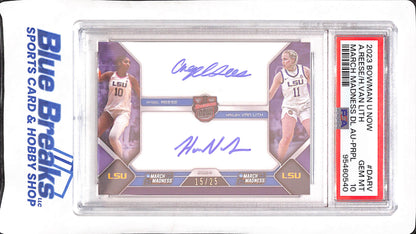 2023 Bowman U Now - Angel Reese - Hailey Van Lith - March Madness - Dual Autograph - Purple - 15/25 - PSA 10 - #DA-RV
