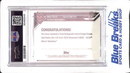 2023 Bowman U Now - Angel Reese - Hailey Van Lith - March Madness - Dual Autograph - Purple - 15/25 - PSA 10 - #DA-RV