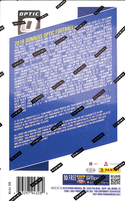 2019 Panini Donruss Optic Football Hobby Box - Sealed Wax