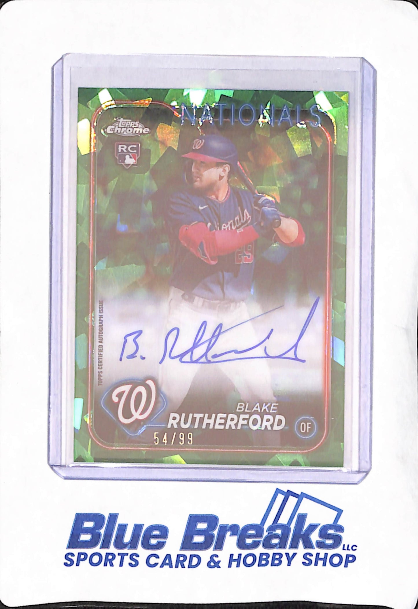 2024 Topps Chrome Sapphire - Blake Rutherford - Washington Nationals - Baseball - Autograph - Green - 54/99 - RC - #CSA-BR