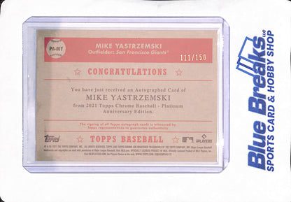 2021 Topps Chrome Platinum Anniversary - Mikę Yastrzemski - San Francisco Giants - Baseball - Autograph - 111/150 - #PA-MY