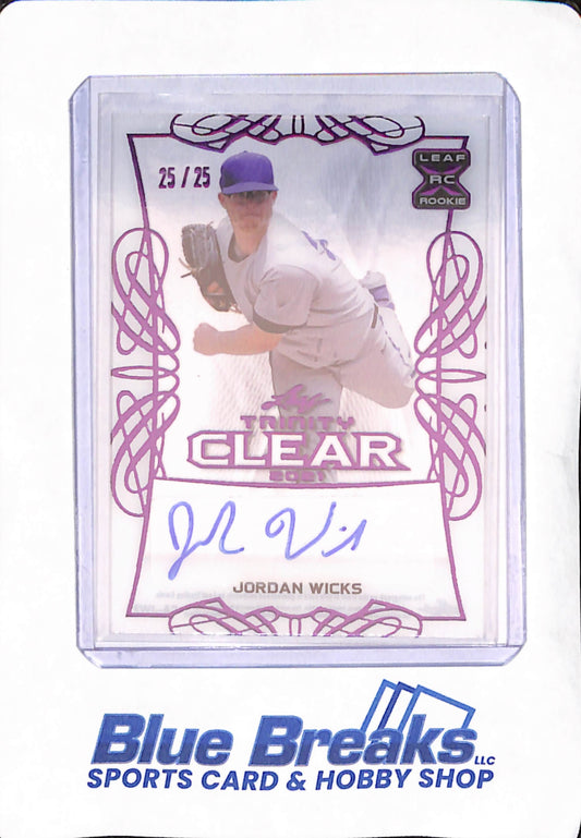 2021 Leaf Trinity - Jordan Wicks - Chicago Cubs - Baseball - Autograph - Clear - 25/25 - RC - #CA-JWZ