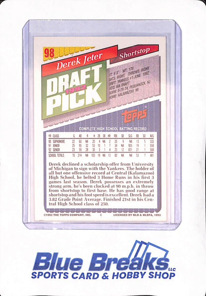 1993 Topps - 1992 Draft Pick - Derek Jeter - New York Yankees - Baseball - 1992 Draft Pick - #98