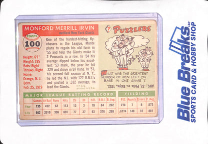 1955 Topps - Monte Irvin - New York Giants - Baseball - #100
