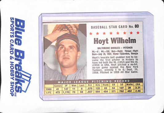 1961 Post Cereal Baseball Star Card - Hoyt Wilhelm - Baltimore Orioles - Baseball - #80