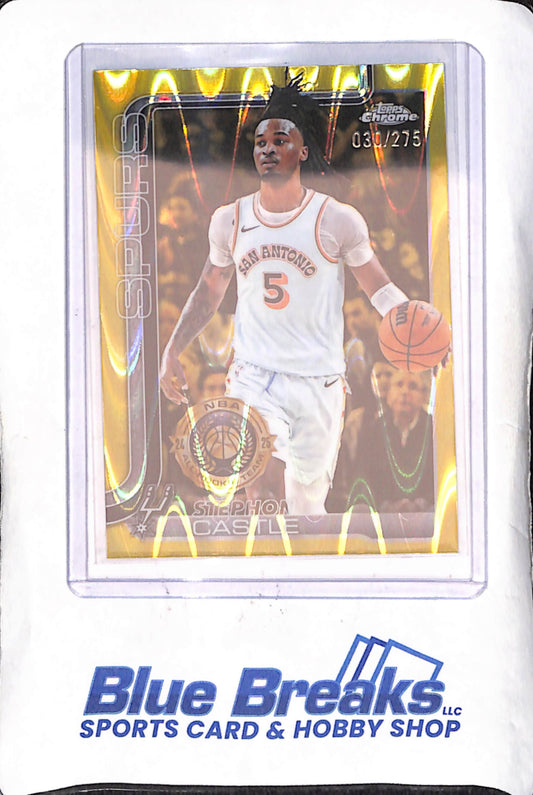 2025 Topps Chrome - Stephon Castle - Yellow Raywave - 30/275 - San Antonio Spurs - Basketball - #228
