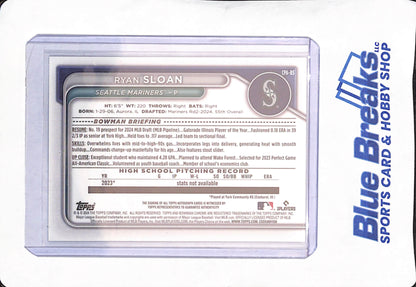 2024 Bowman Chrome - Ryan Sloan - Seattle Mariners - Baseball - Autograph - 1st Bowman - #CPA-RS
