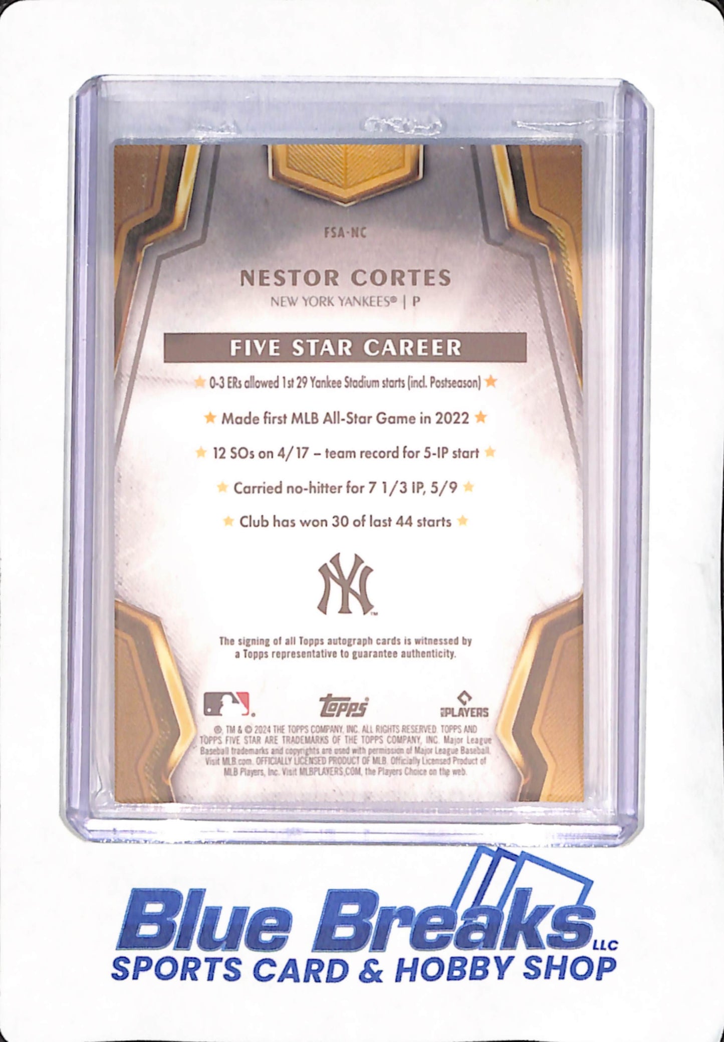 2024 Five Star - Nestor Cortes - New York Yankees - Autograph - 27/75 - #FSA/NC