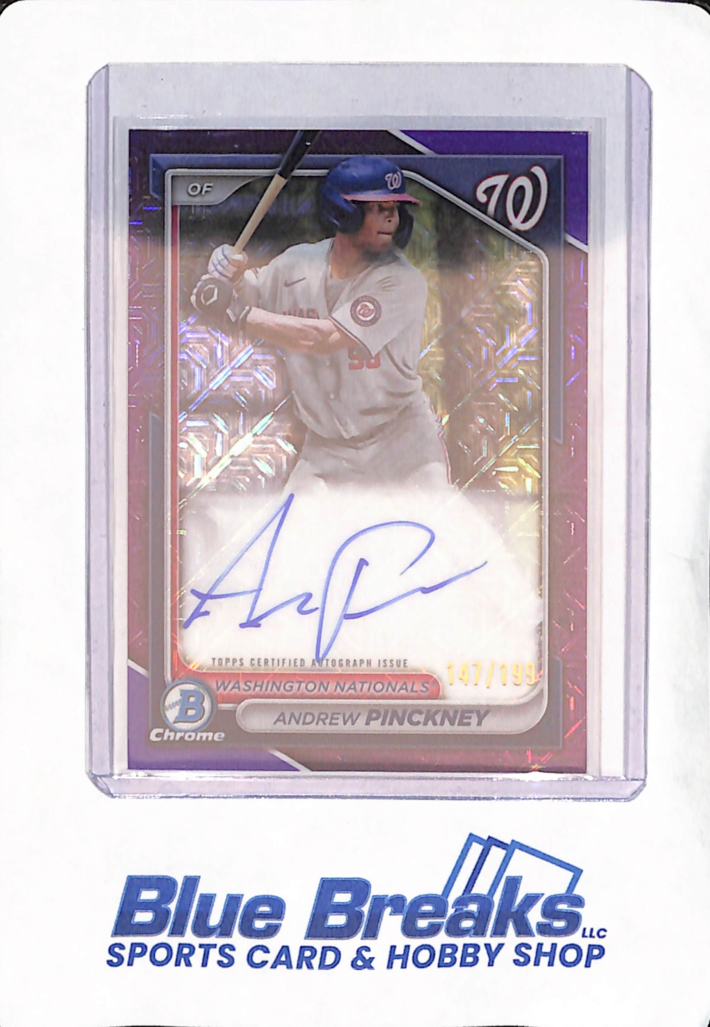 2024 Bowman - Andrew Pinckney - Washington Nationals - Baseball - Autograph - Purple Mojo - 147/199 - #BMA-AP