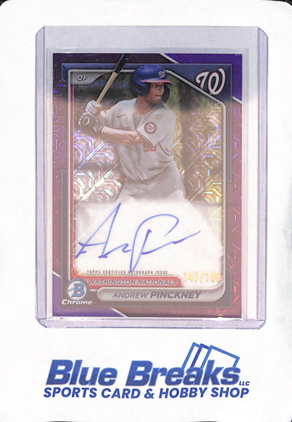 2024 Bowman - Andrew Pinckney - Washington Nationals - Baseball - Autograph - Purple Mojo - 147/199 - #BMA-AP