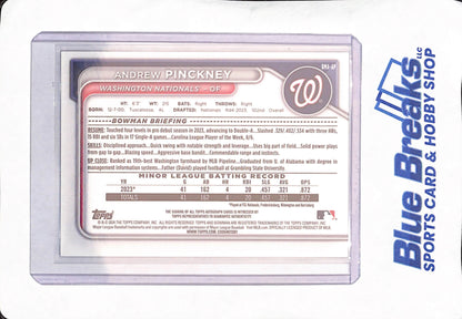 2024 Bowman - Andrew Pinckney - Washington Nationals - Baseball - Autograph - Purple Mojo - 147/199 - #BMA-AP
