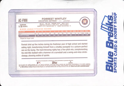 2024 Topps Chrome - Forrest Whitley - Houston Astros - Baseball - Autograph - Purple Speckle - 117/289 - #AC-FWH