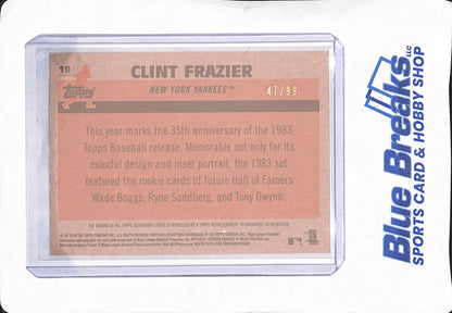 2018 Topps - Clint Frazier - New York Yankees - Baseball - Autograph - Mojo - RC - 35th Anniversary - 47/99 - #19