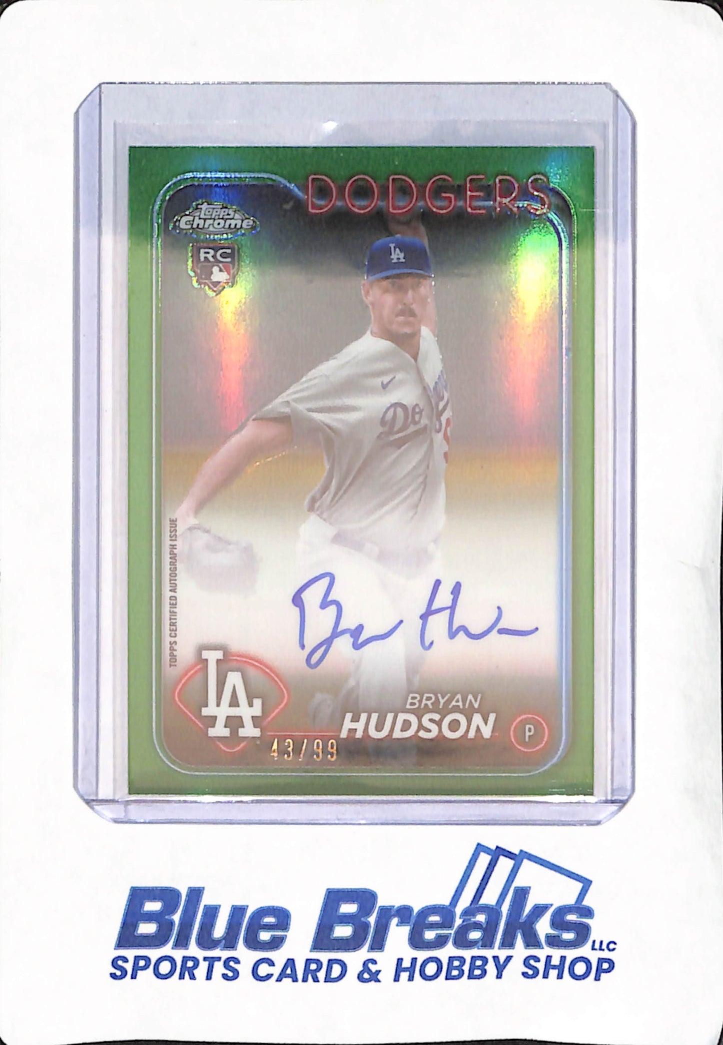 2024 Topps Chrome - Bryan Hudson - Los Angeles Dodgers - Baseball - Autograph - Green - RC - 43/99 - #RA-BHU