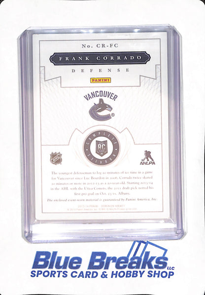 2013-14 Dominion - Frank Corrado - Vancouver Canucks - Hockey - Complete Rookies - Quad Relic - 20/25 - #CR-FC