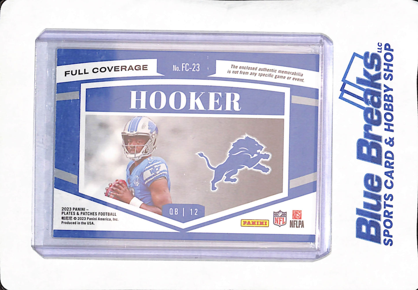 2023 Panini Plates & Patches - Hendon Hooker - Detroit Lions - Football - Jumbo Patch - RC - 35/45 - #FC-23