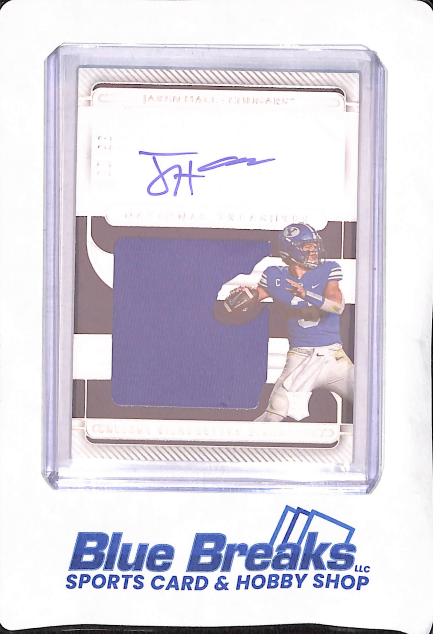 2023 Panini National Treasures Collegiate - Jaren Hall - Brigham Young University Cougars - Football - Autograph - Relic - College Silhouettes Signatures - 35/99 - #CSS-JHA