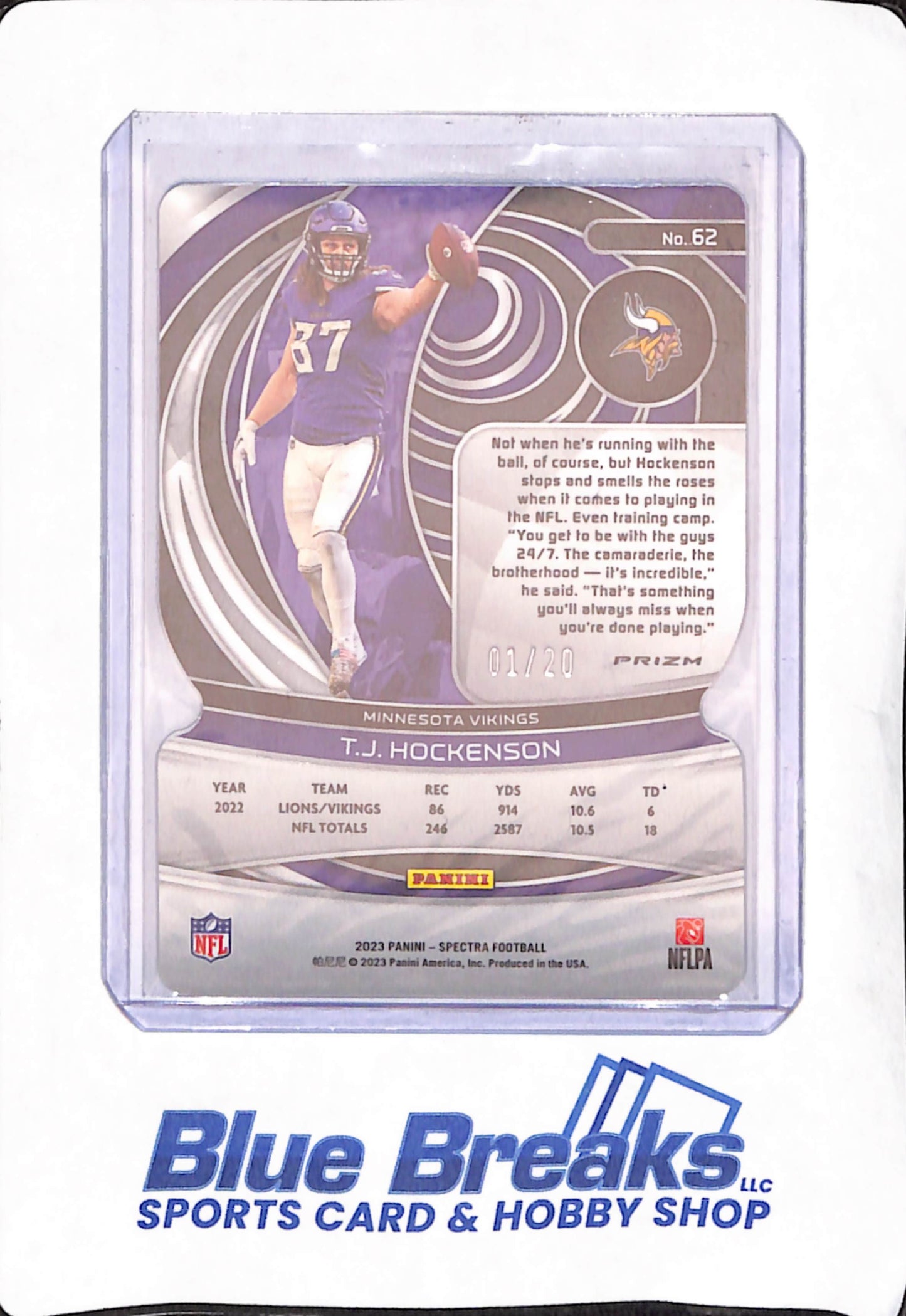 2023 Panini Spectra - T.J. Hockenson - Minnesota Vikings - Football - Die-cut - 1/20 - #62