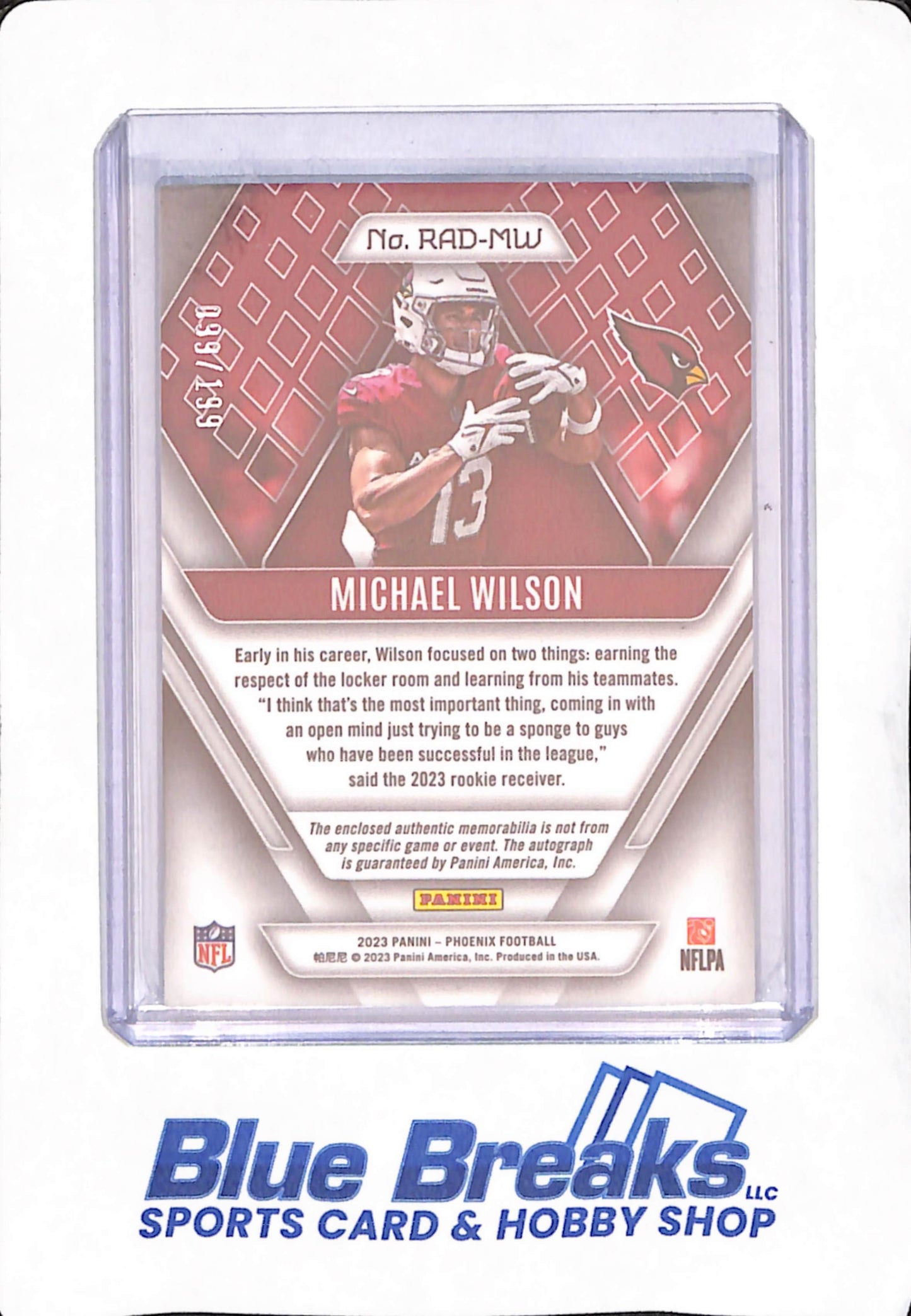2023 Panini Phoenix - Michael Wilson - Arizona Cardinals - Football - Autograph - Dual Relic - 099/199 - #RAD-MW