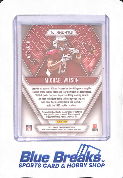 2023 Panini Phoenix - Michael Wilson - Arizona Cardinals - Football - Autograph - Dual Relic - 099/199 - #RAD-MW