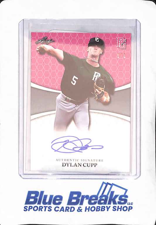 2022 Leaf - Perfect Game - Dylan Cupp  - National Showcase - Baseball - Autograph - Blank Back - Pink - 1/1