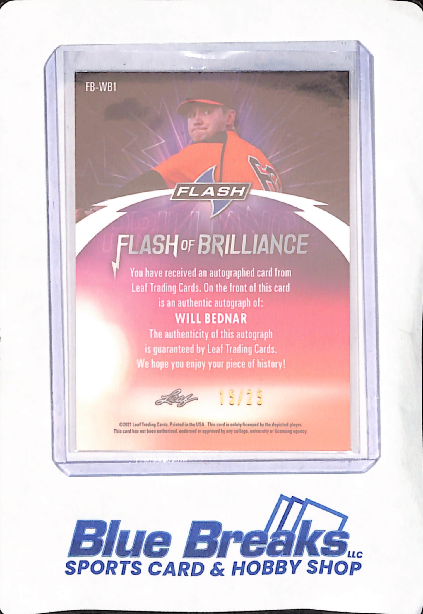 2021 Leaf - Will Bednar - San Francisco Giants - Baseball - Flash of Brilliance - Autograph - 1525 - #FB-WB1