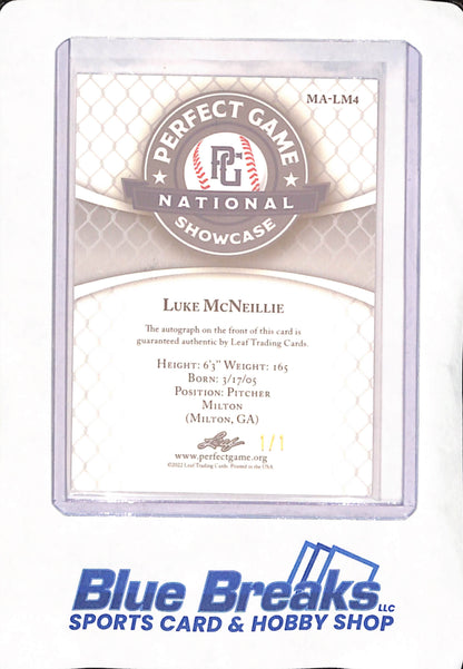 2022 Leaf Metal - Perfect Game - Luke McNeillie - National Showcase - Baseball - Autograph - 1/1 - #MA-LM4