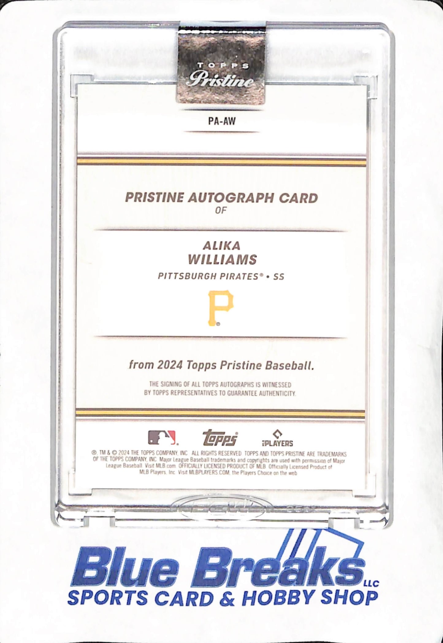 2024 Topps Pristine - Alika Williams - Pittsburgh Pirates - Baseball - Autograph - RC - #PA-AW