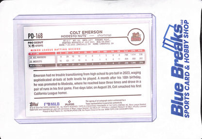 2024 Topps Pro Debut - Colt Emerson - Modesto Nuts - Baseball - Autograph - #PD-168